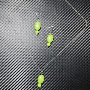 Lime Green Necklace and Earrings